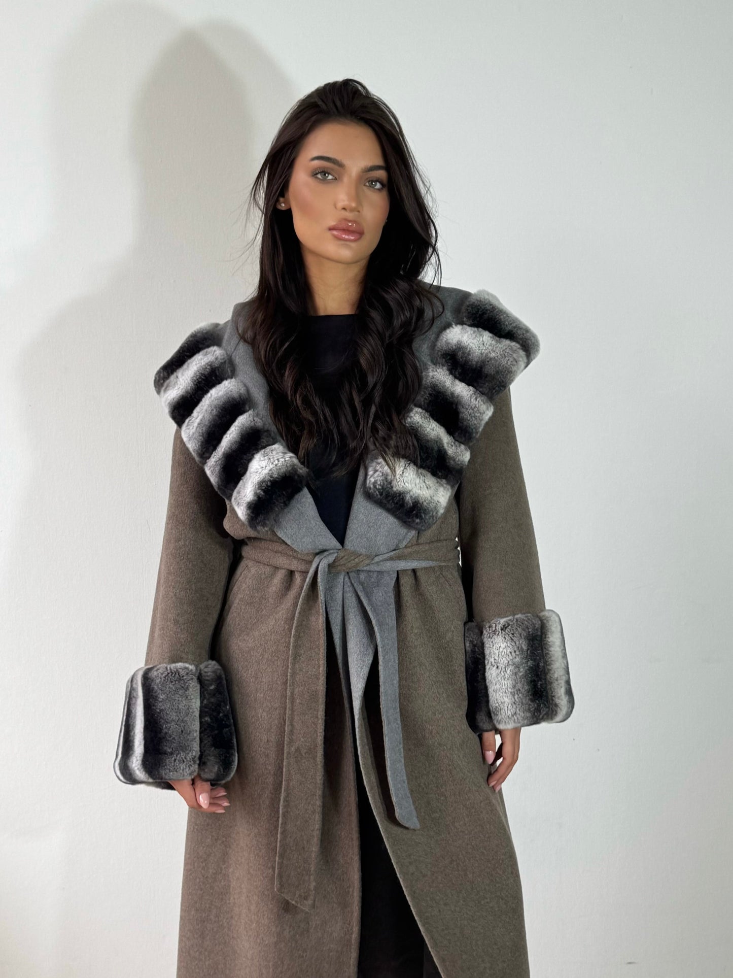 Eska Two Tone Long Fur Coat
