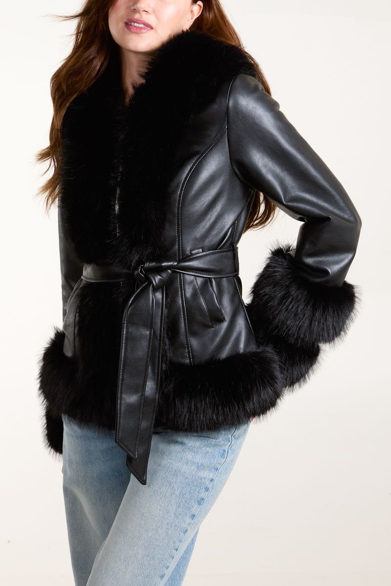 ICON Faux Fur Panel PU Jacket