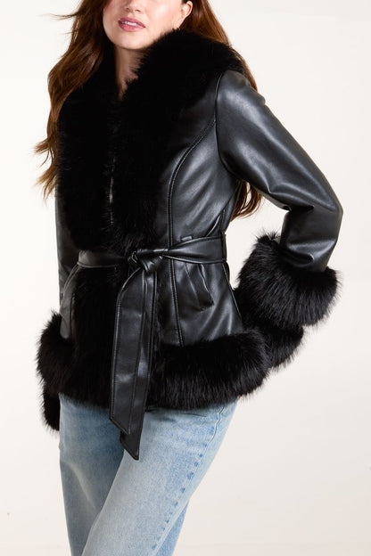 ICON Faux Fur Panel PU Jacket