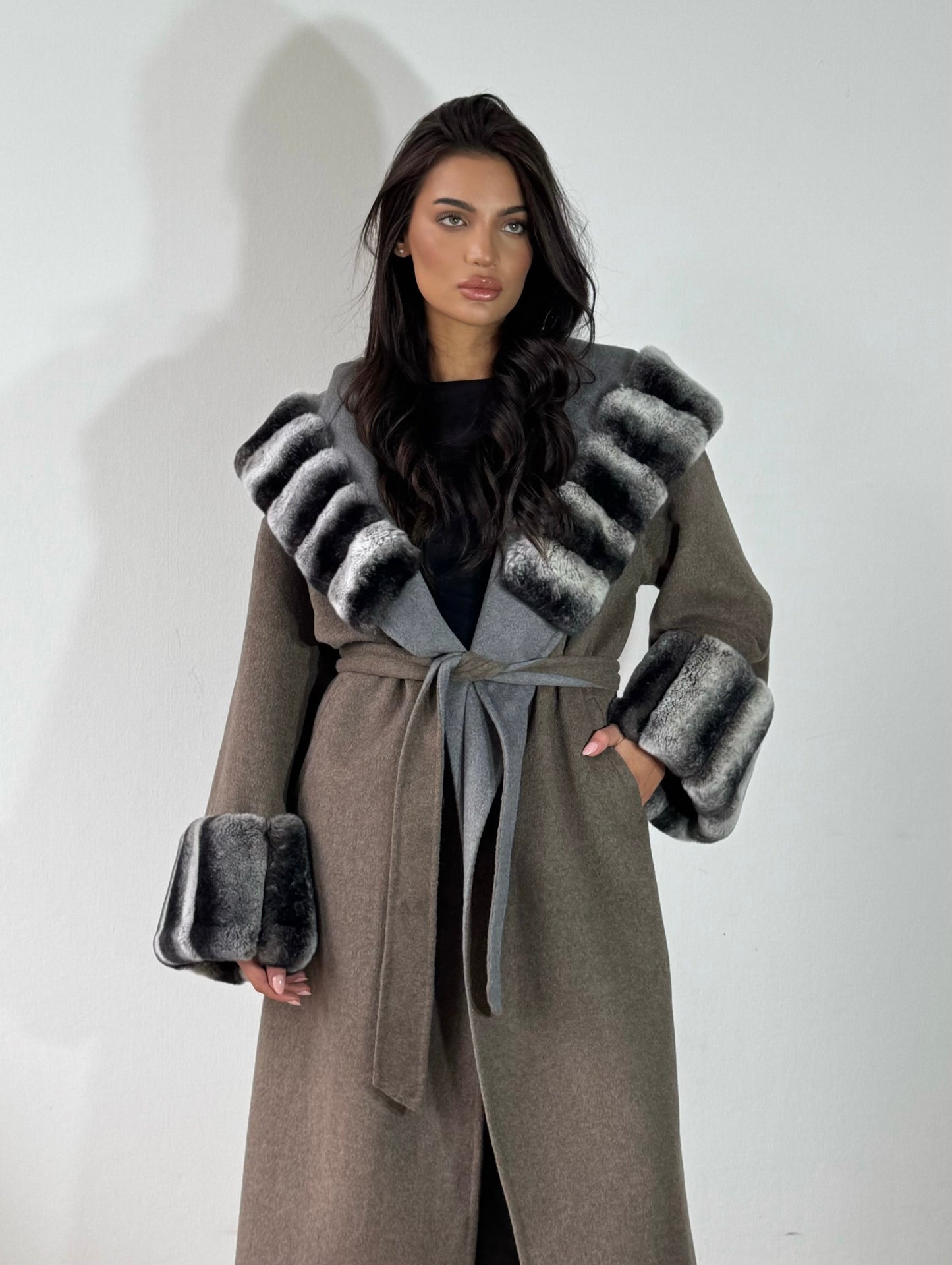 Eska Two Tone Long Fur Coat