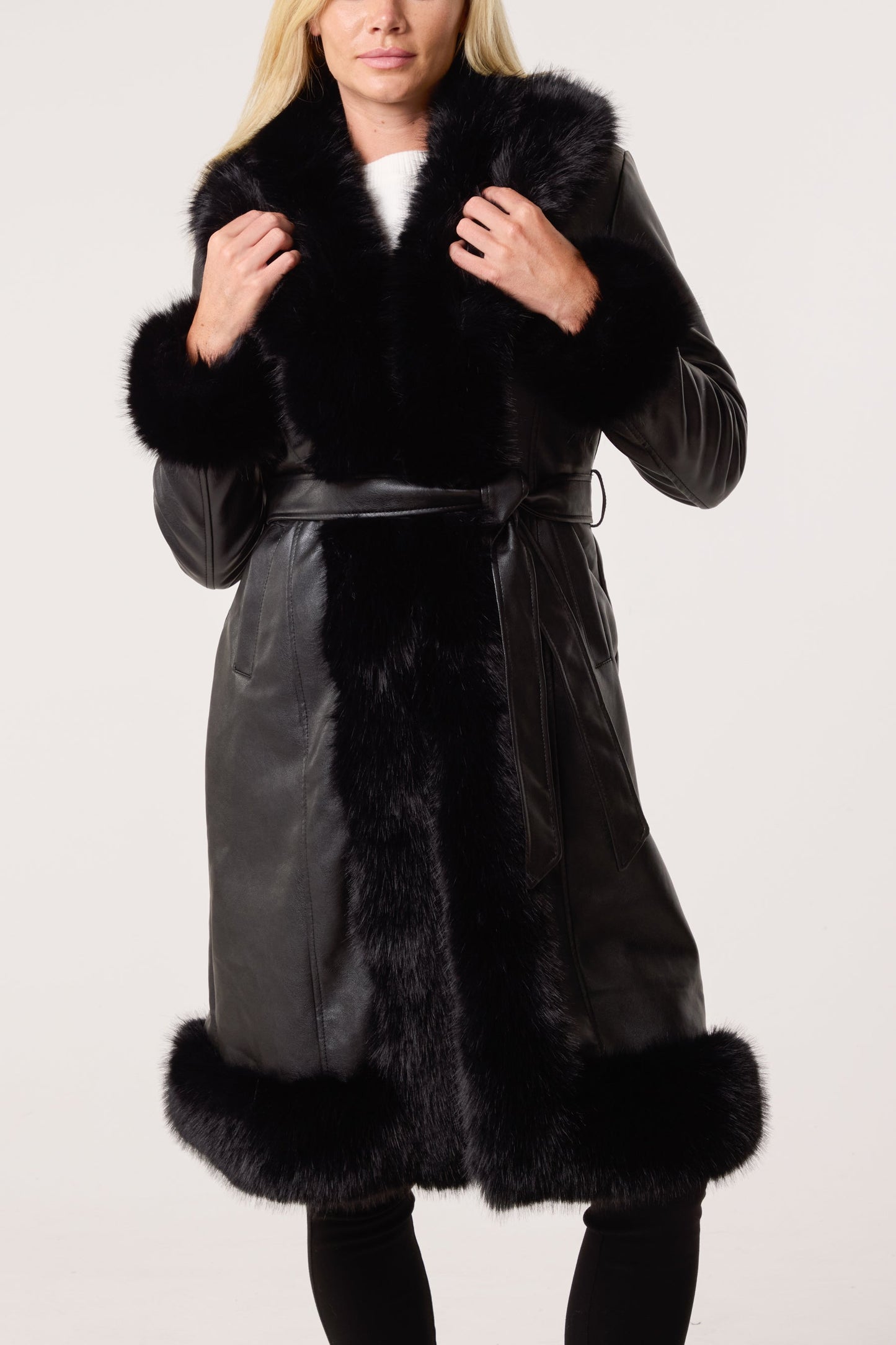 ICON Faux Fur Trim Leather Coat