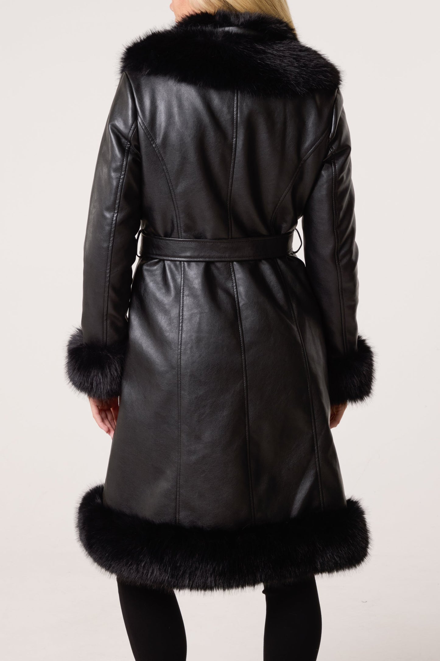 ICON Faux Fur Trim Leather Coat