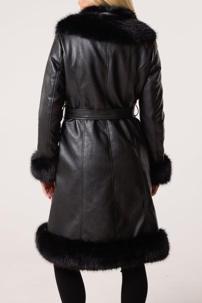 ICON Faux Fur Trim Leather Coat