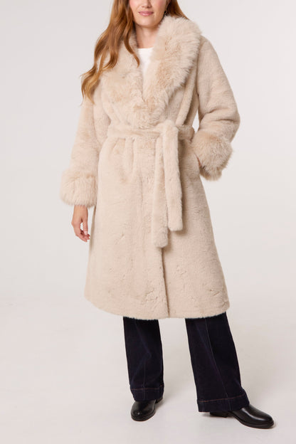 ICON Plush Faux Fur Belted Coat
