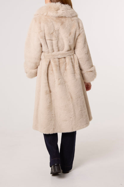 ICON Plush Faux Fur Belted Coat