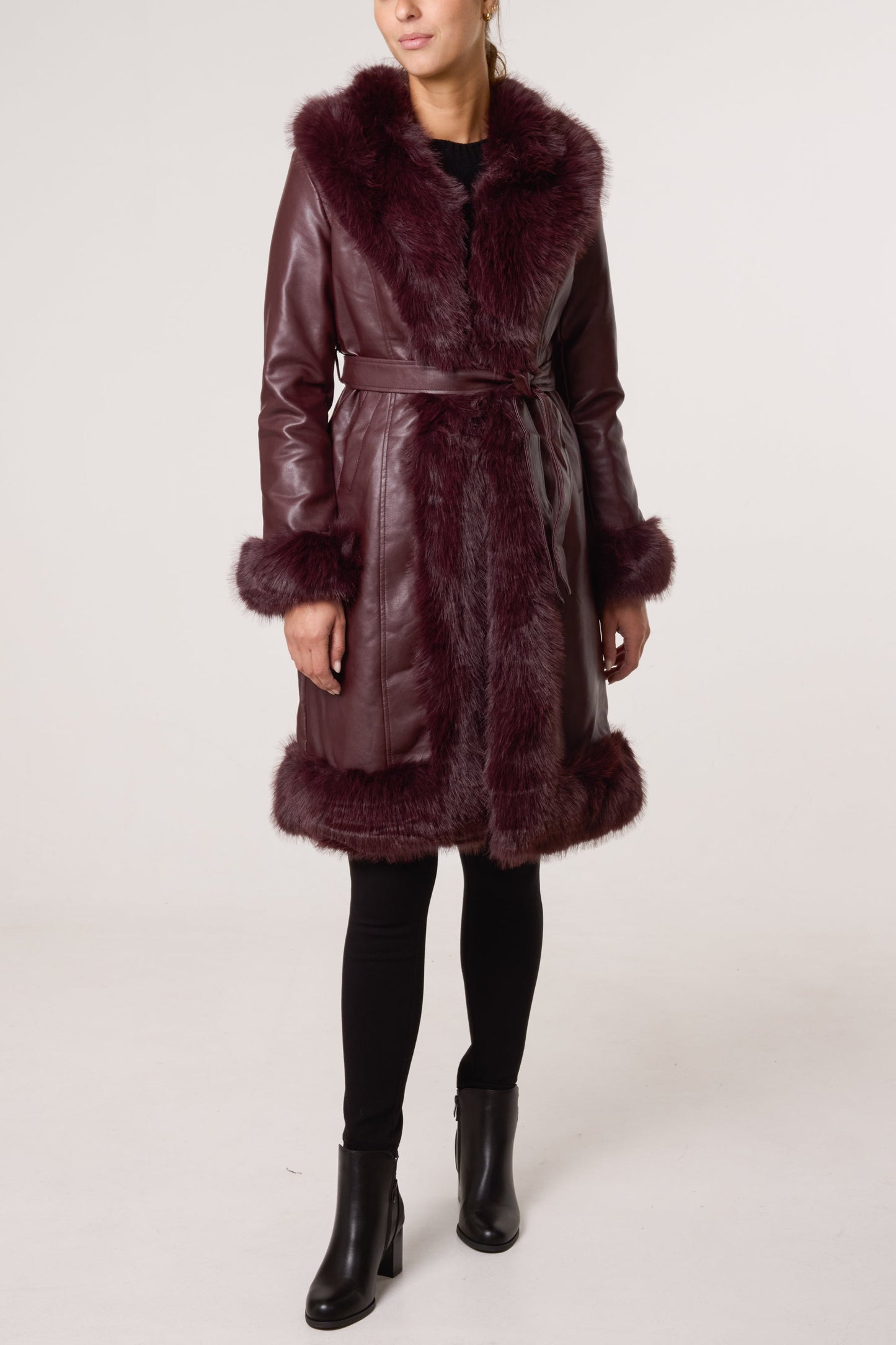 ICON Faux Fur Trim Leather Coat