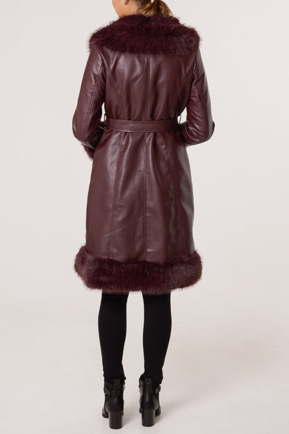 ICON Faux Fur Trim Leather Coat