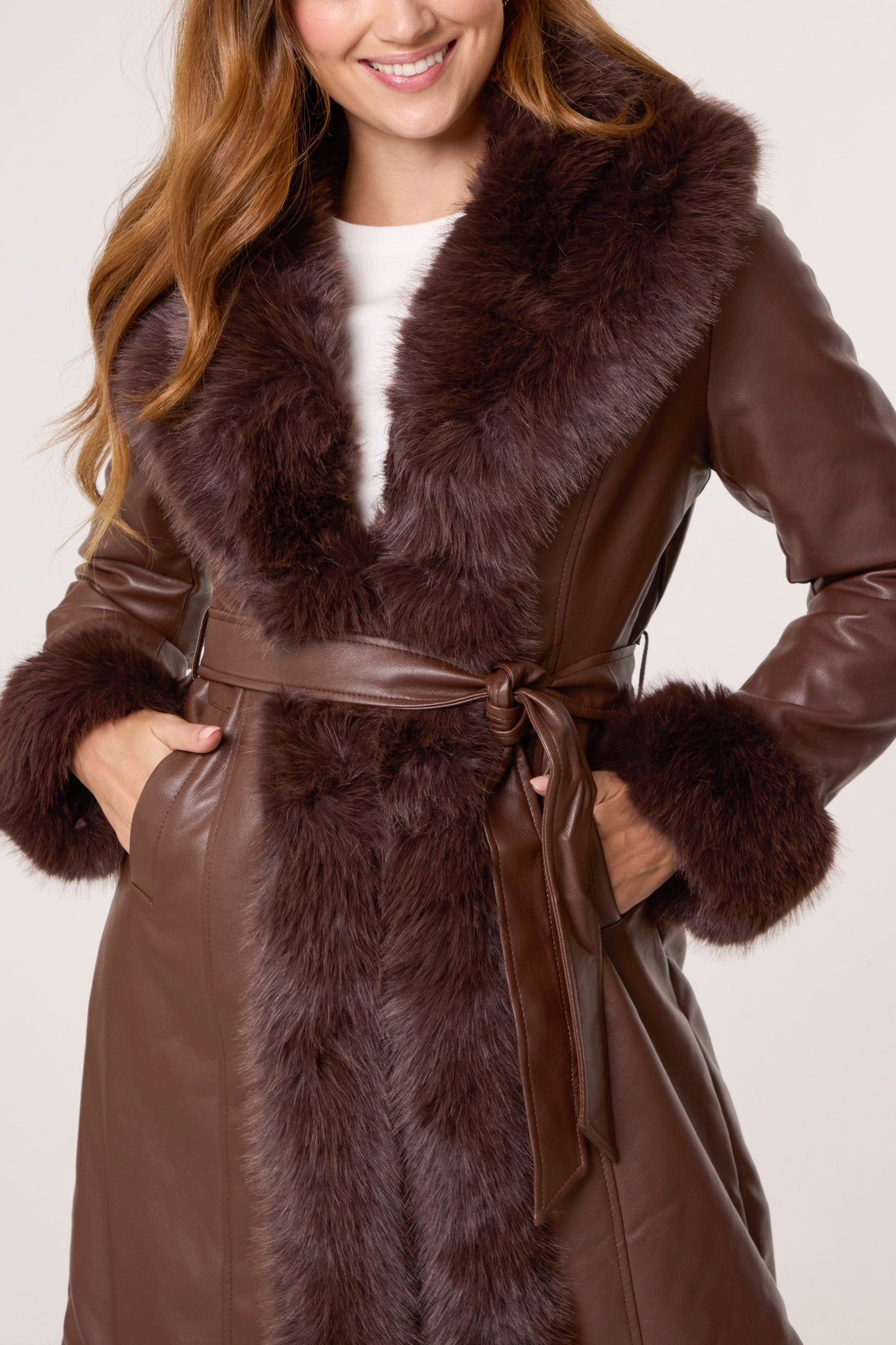 ICON Faux Fur Trim Leather Coat