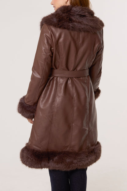 ICON Faux Fur Trim Leather Coat