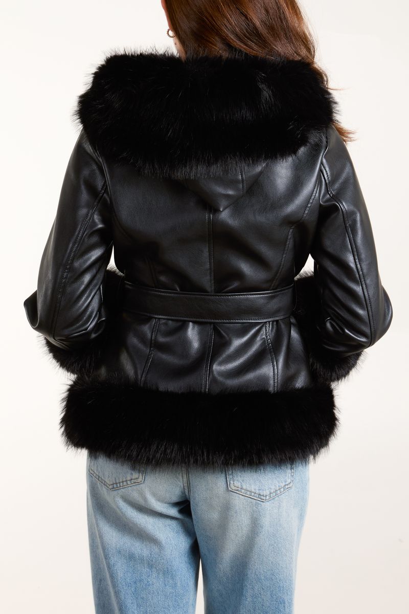 ICON Faux Fur Panel PU Jacket