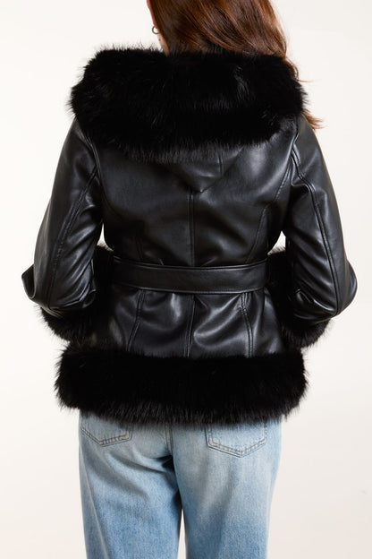 ICON Faux Fur Panel PU Jacket
